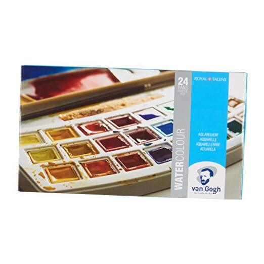 Watercolor Paint Set, Plastic Pocketbox, 24-Half Pan General Selection