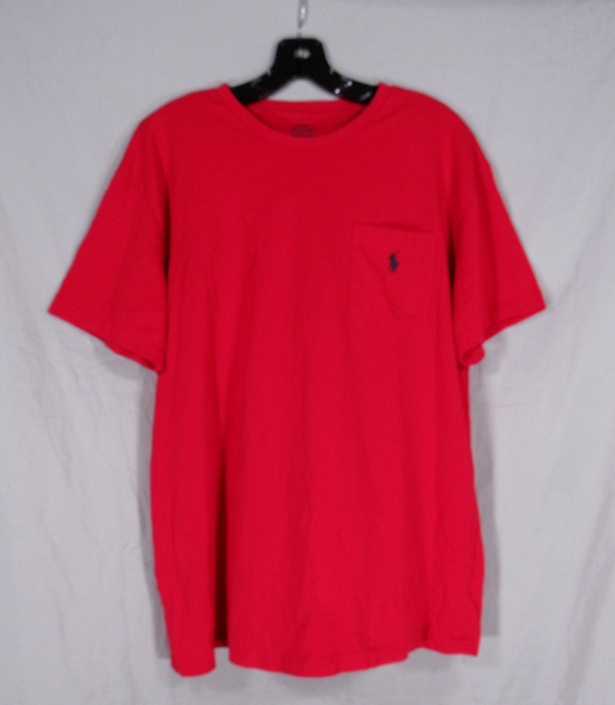 POLO RALPH LAUREN Red COTTON Crewneck NAVY PONY Short Sleeve T-SHIRT/TOP Sz M