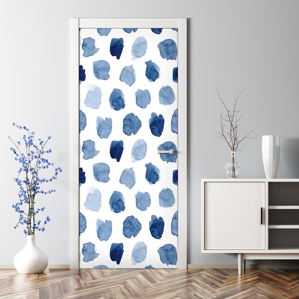 Abstract Ink Dots Removable Peel & Stick White Door Sticker Mural