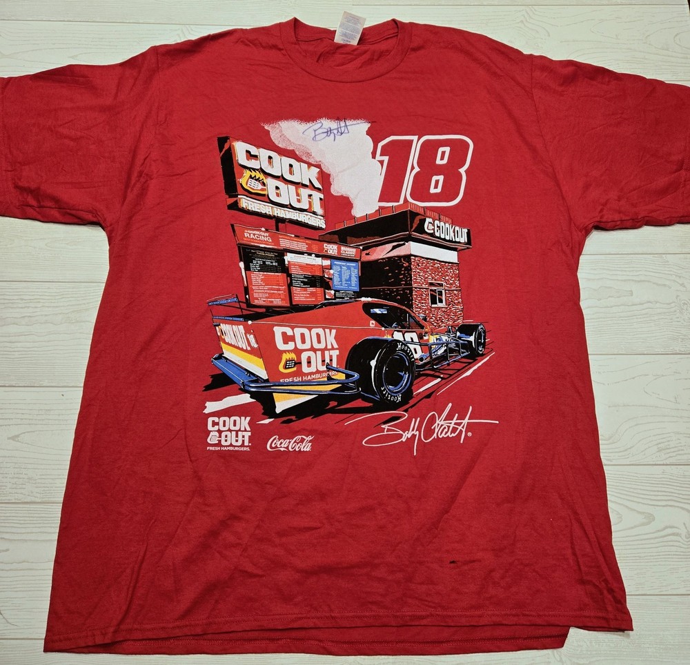 Authgraphed Promo Bobby Labonte Cook Out No 18 Modified Racing - 2X Mens Shirt