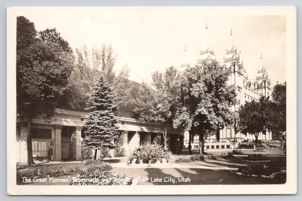 Vintage RPPC Salt Lake City UT Mormon Temple Tabernacle Postcard