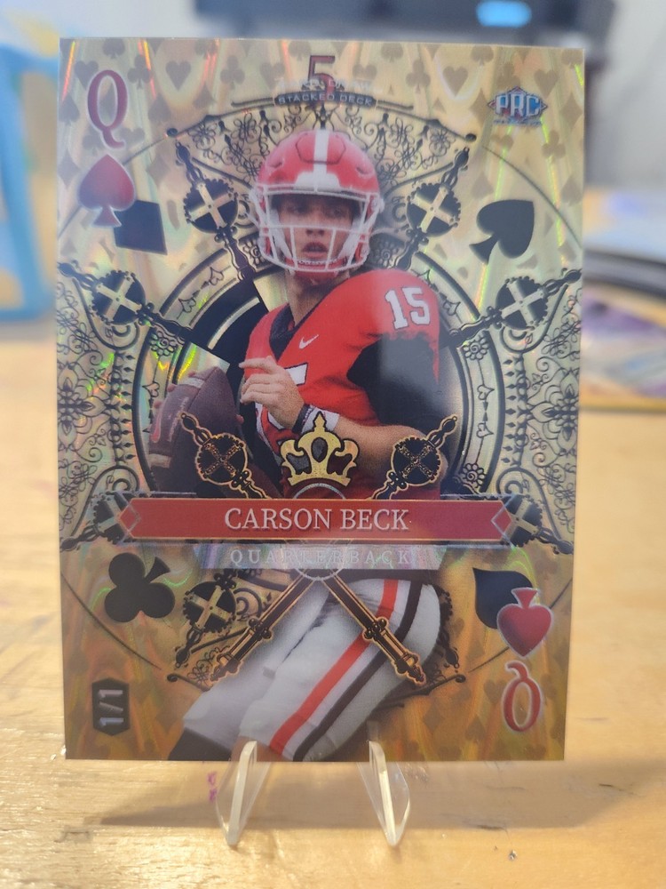 🔥Carson Beck 2023 Wild Card 1/1 GOLD Wave MOSAIC Queen OF HEARTS🔥