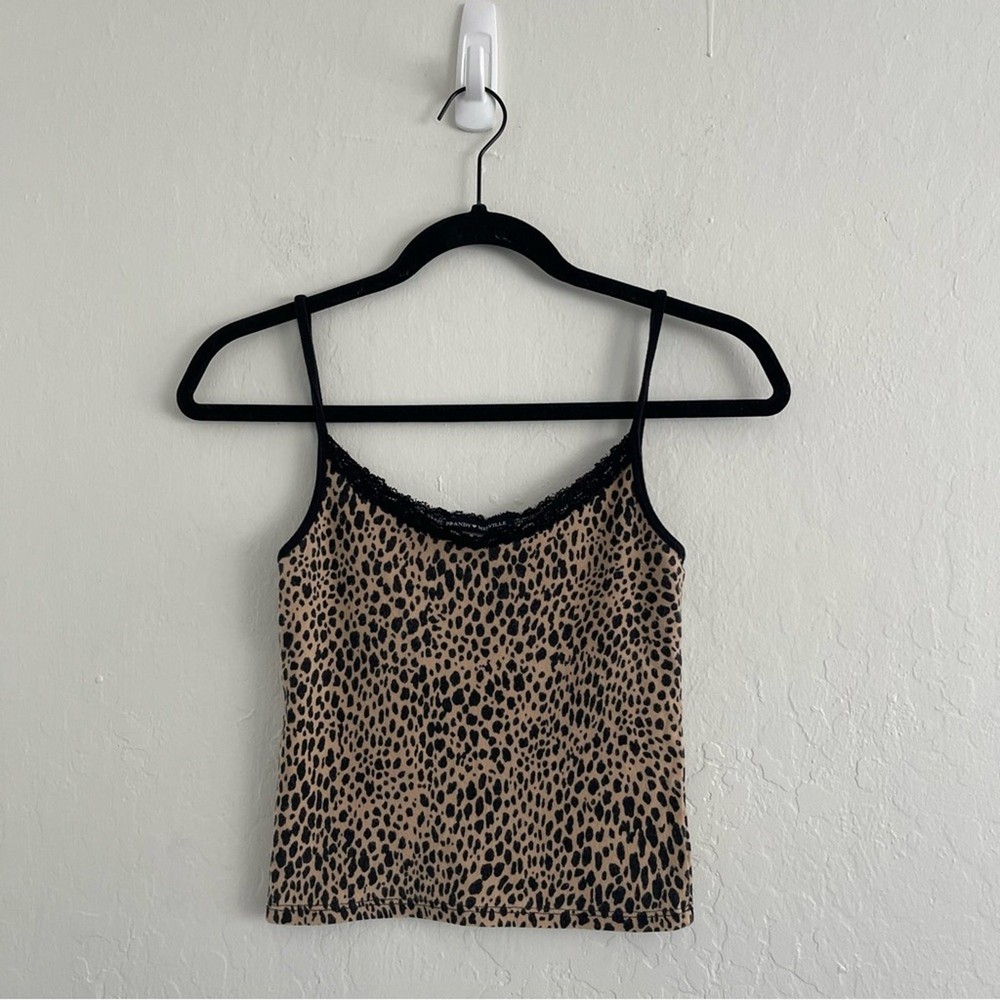 Brandy Melville Speckled Leopard Lace Cami Tank Top Cropped Women's Size Small