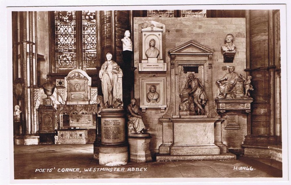 Postcard RPPC London UK Poets Corner Westminster Abbey
