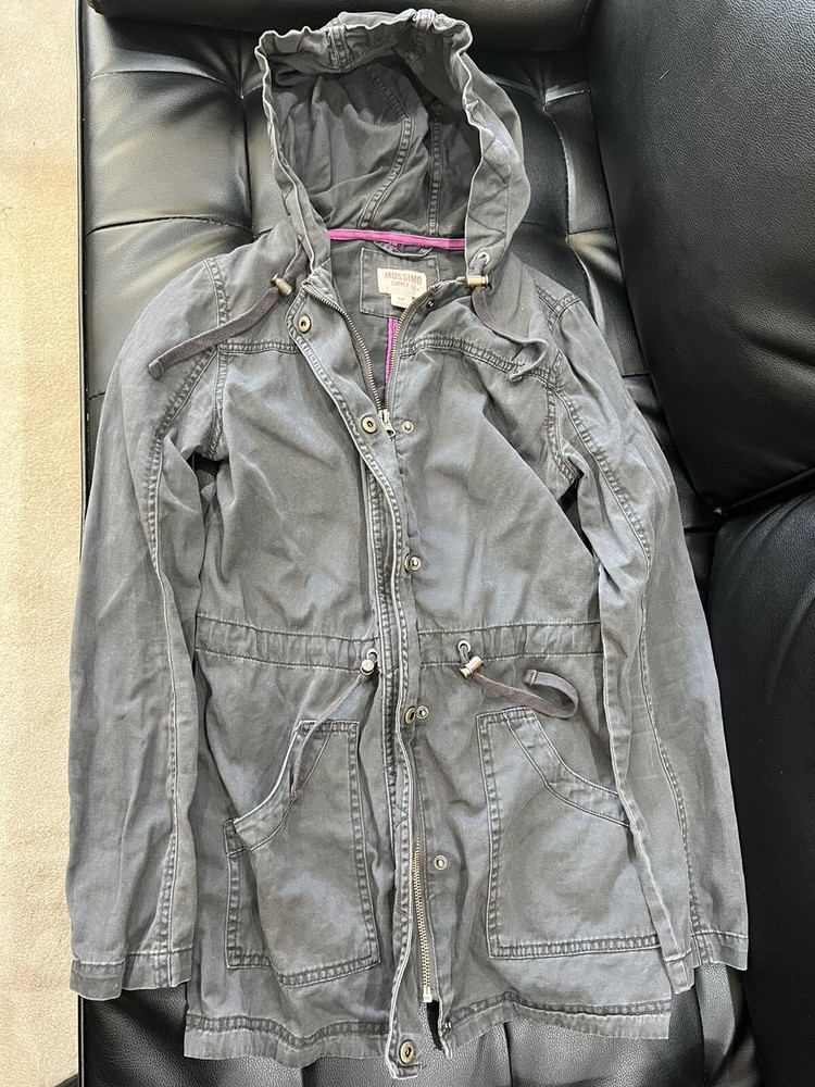 Mossimo Supply Co Women’s Full Zip Hoodie Utility Jacket with Metal Buttons