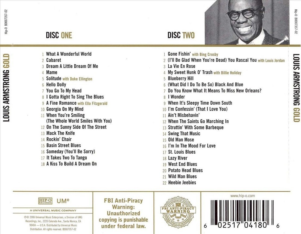 Louis Armstrong Gold New Cd