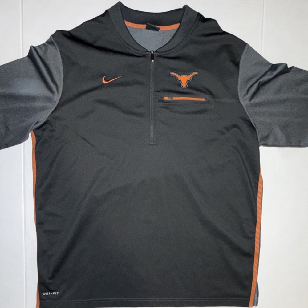 Nike Dri-FIT Texas Longhorns Men's Gray Orange 1/4 Zip Pullover Polo Shirt L