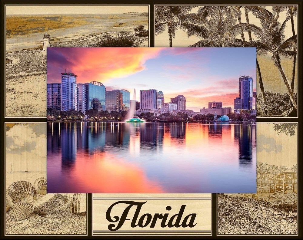 Florida Laser Engraved Wood Picture Frame Landscape (4 x 6)