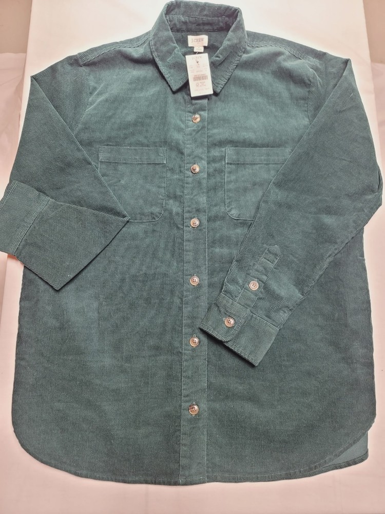 J. Crew Corduroy Shirt-Jacket Womens SZ S Green Shacket Pocket Outdoor Cabincore