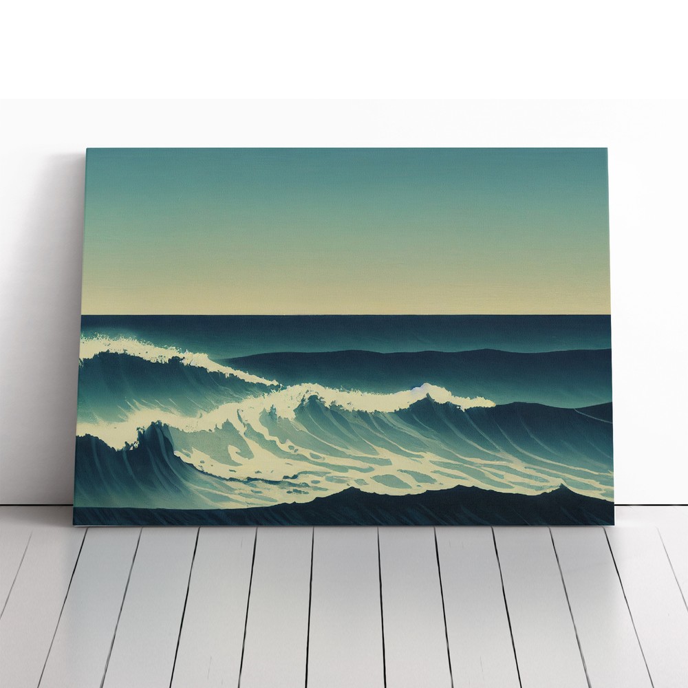 Pretty Ocean Wave Canvas Wall Art Print Framed Picture Decor Living Room Bedroom