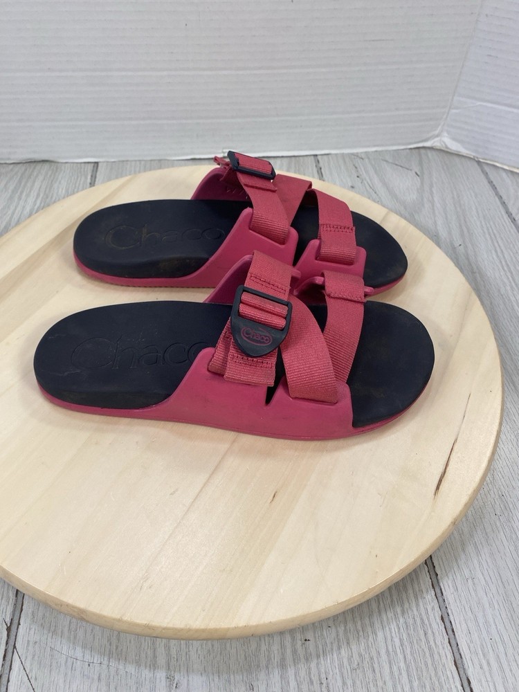 Chaco Chillos Slide Sandals for Women Size 7 Pink Black Summer Beach Shoes