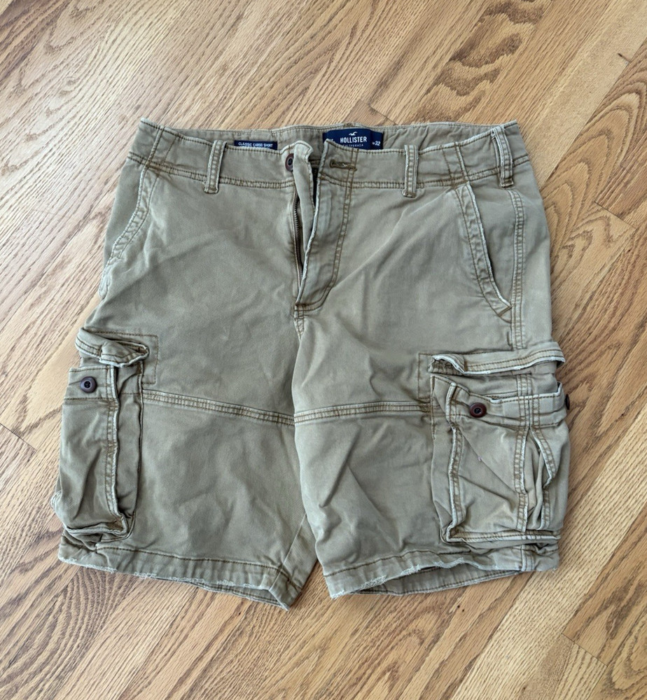 Classic Cargo Shorts Hollister Epic Flex Size 32 Military Tan Beach  Distressed