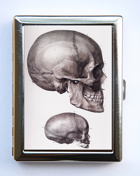 Anatomy Skull Cigarette Case Wallet Business Card Holder gothic victorian med