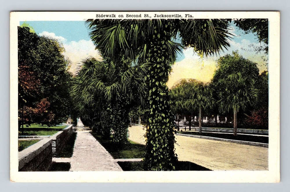 Jacksonville FL-Florida, Sidewalk On Second Street, Vintage Postcard