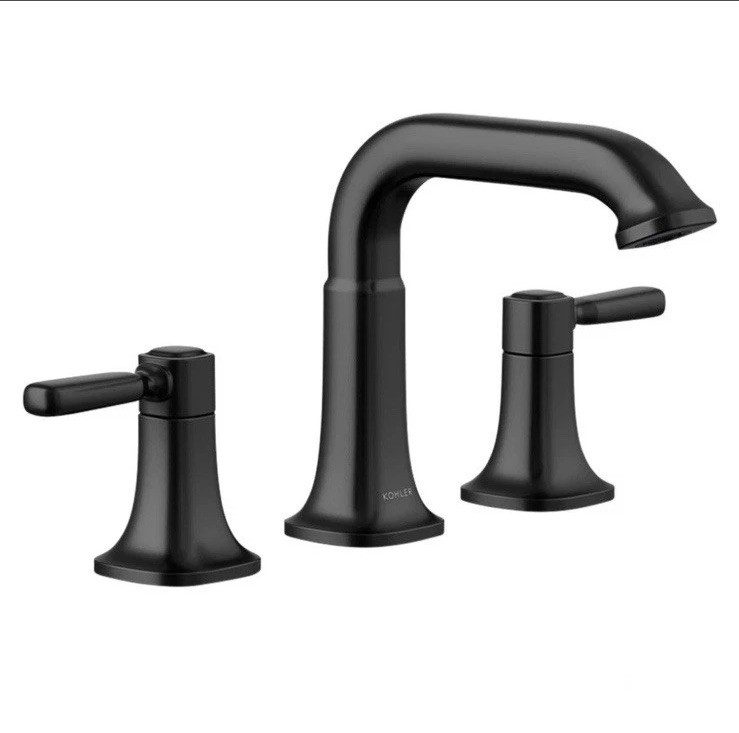 Kohler Terzet 3-Hole Bathroom Faucet Matte Black 1.2 GPM Widespread