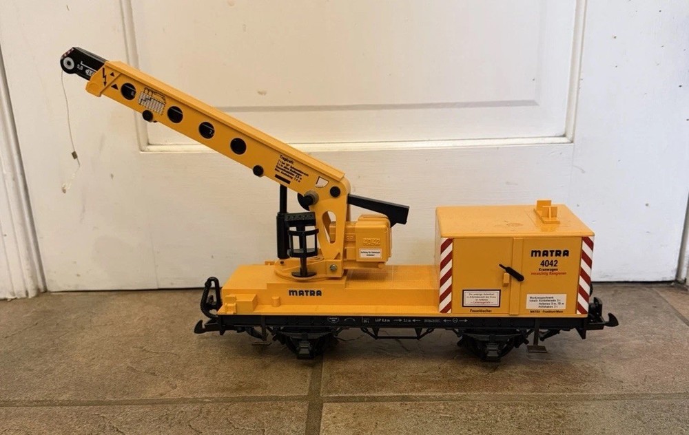 LGB 4042 G Scale Matra Yellow Construction Crane Car