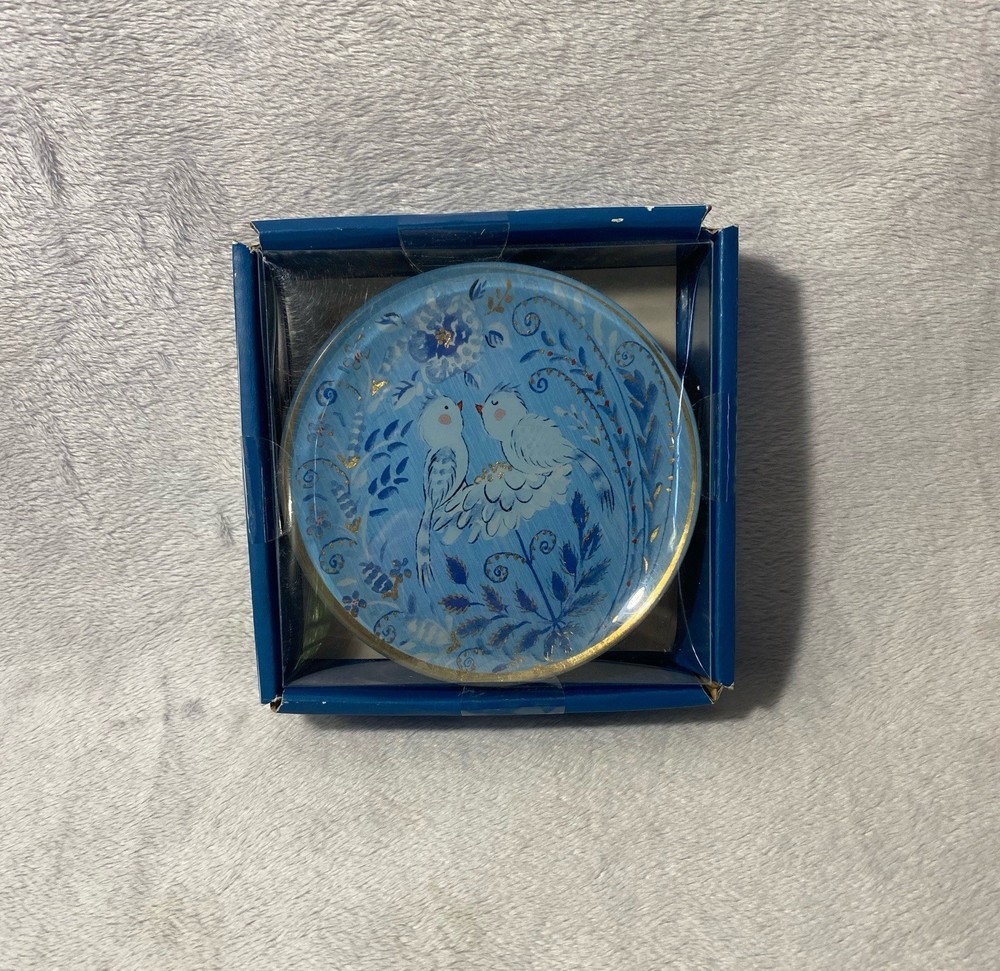 Pier 1 Imports Set Of 4 Dessert Plates Porcelain Painted Blue Bird New In Box