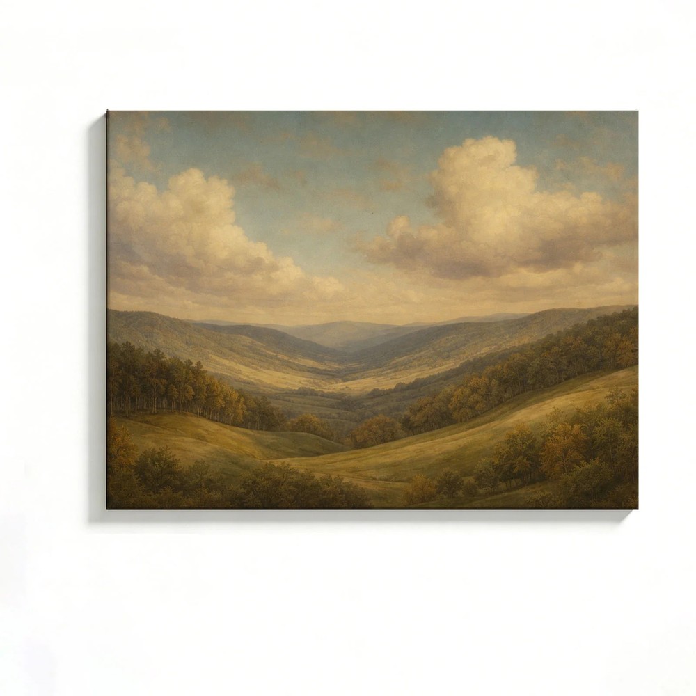 Mountain Valley Canvas Painting 2D Flat Frameless Wall Art for Home Office Decor
