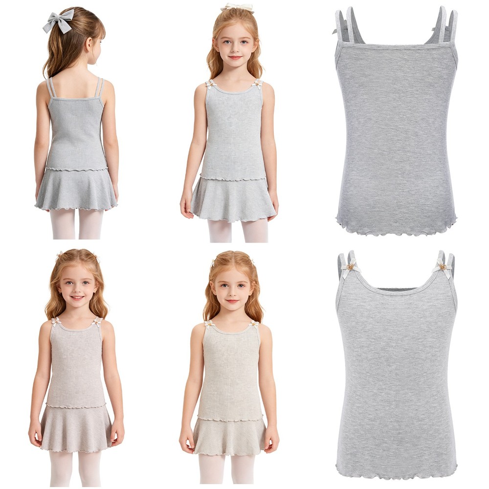 Girls Undershirts Blouse Tank Top Yoga Vest Training Tops Spaghetti Straps Gym