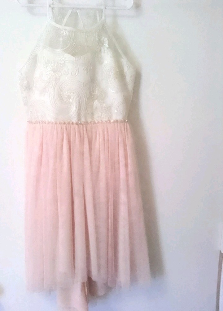 Rare Editions Rhinestone Embroidered Knit Pink Girls Dress Size 10