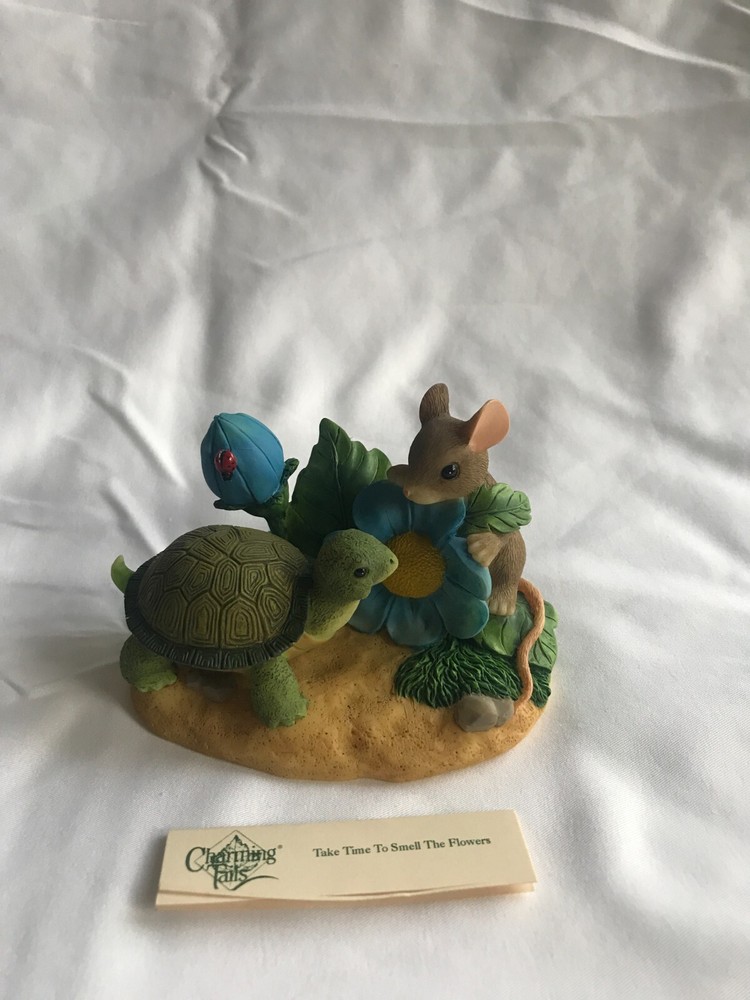 Charming Tails Fitz Floyd Mouse Take Time to Smell the Flowers Figure