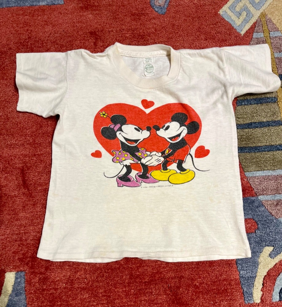 Vintage Mickey Loves Minnie Cotton Tee Shirt - Youth Size 12