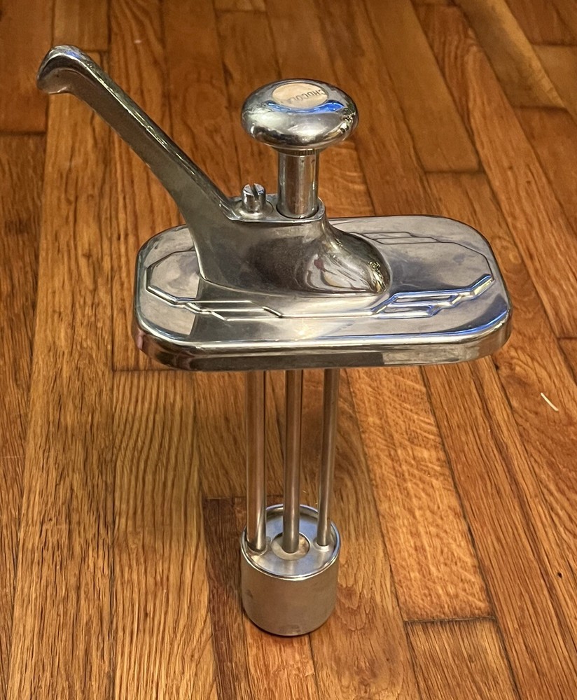 Vintage Chrome Soda Fountain Flavor Syrup Pump Dispenser Chocolate