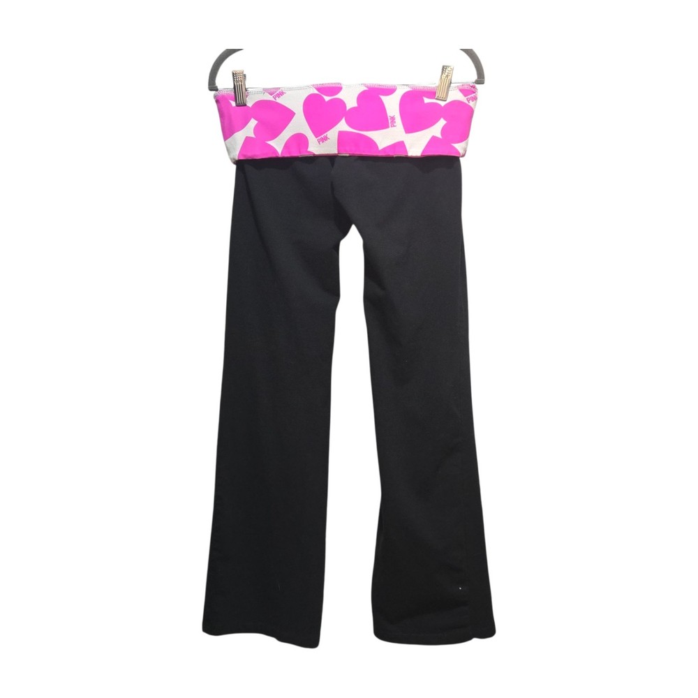 Victoria's Secret VS PINK Vintage Foldover Yoga Pants Flare Polka Hearts M