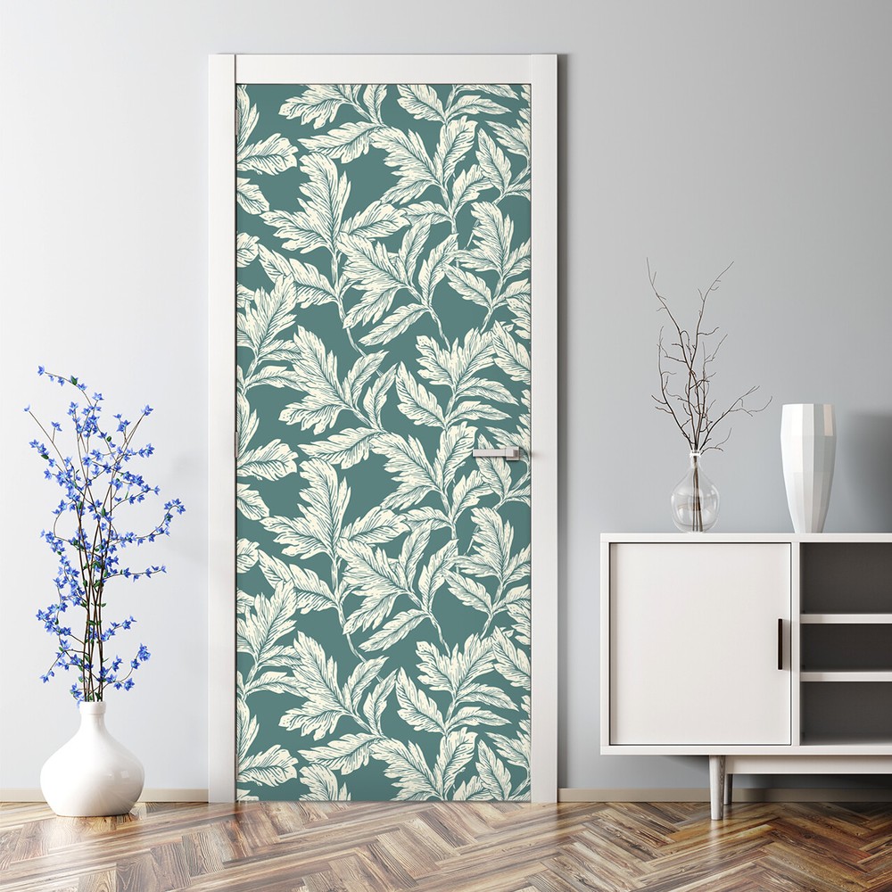 Bubble Free Door sticker Soft Leaf Elegant Leaves Floral Hawaii Leaves Flowers