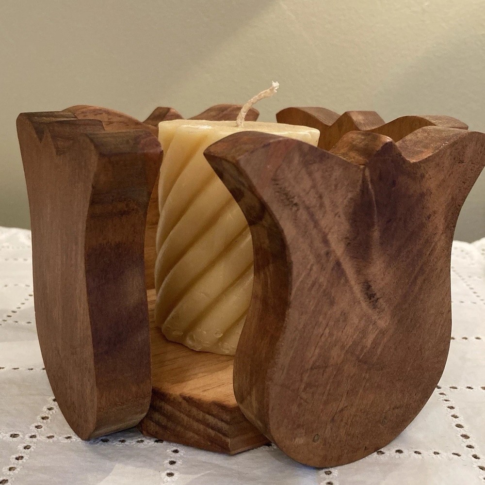 Primitive Hand-Made Wooden Tulip Box for a Planter or a Candle: Cottagecore
