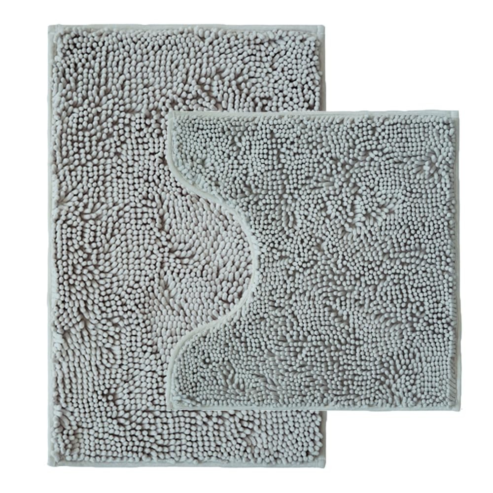 Bathroom Rugs Sets 2 Piece,Super Absorbent Chenille Bath Mats and U-Shaped To...