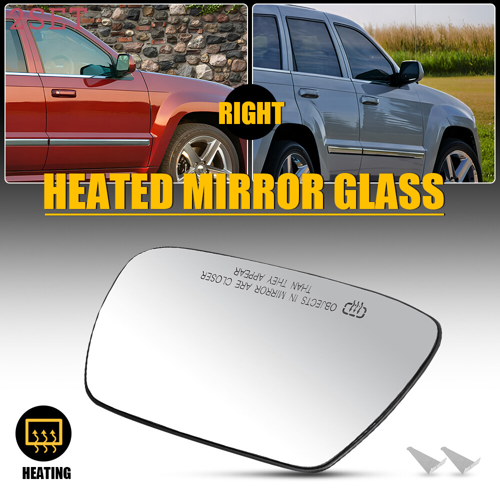 2set Mirror Glass For 05-10 Jeep Grand Cherokee Right Heated Convex Backing Plat