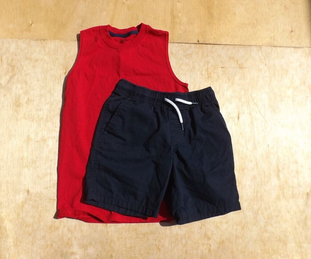 Size Small (6) Boys Muscle Tank  & Short Set, Cat & Jack Fruit,  Navy Blue & Red