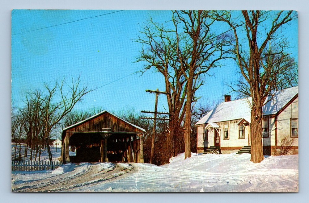 Pulp Mill Bridge Otter Creek Middlebury Vermont Addison County Winter Postcard