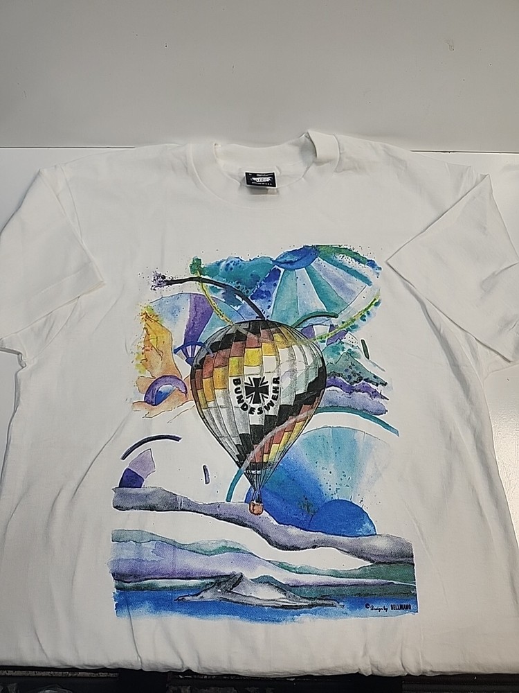 Vintage Single Stitch Hot air Balloon Tshirt Bellmano Deisgn Bundeswehr Design L