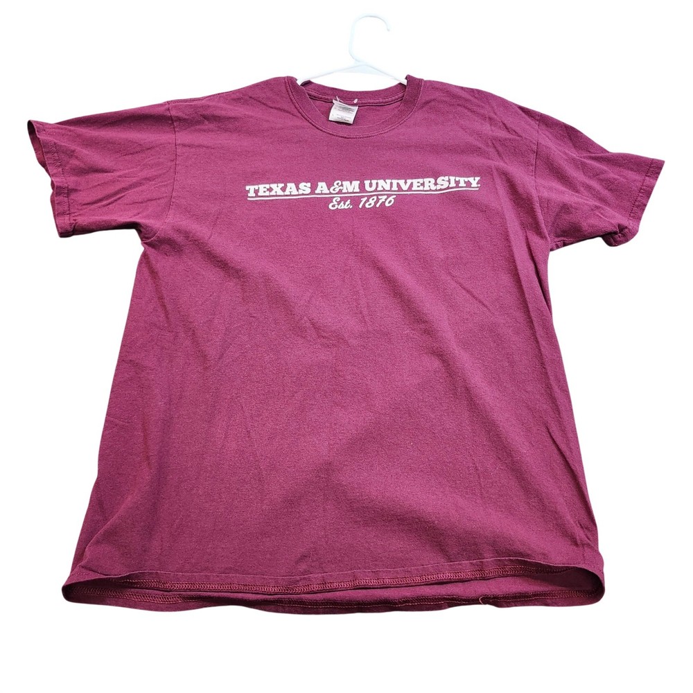 Texas A&M University Maroon Graphic T-Shirt Mens Large Heavy Cotton Gildan