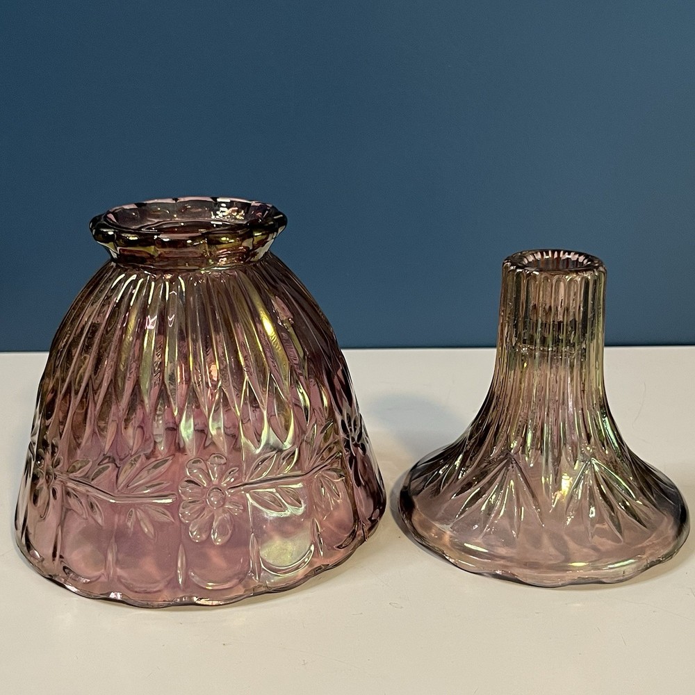 VTG Princess House Amethyst Fairy Light Lamp 2pc SHADE & BASE ONLY *READ