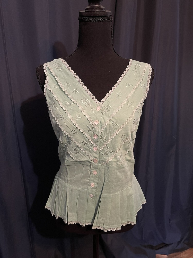 Chaudry KC Sage Fitted Sleeveless Blouse Size S