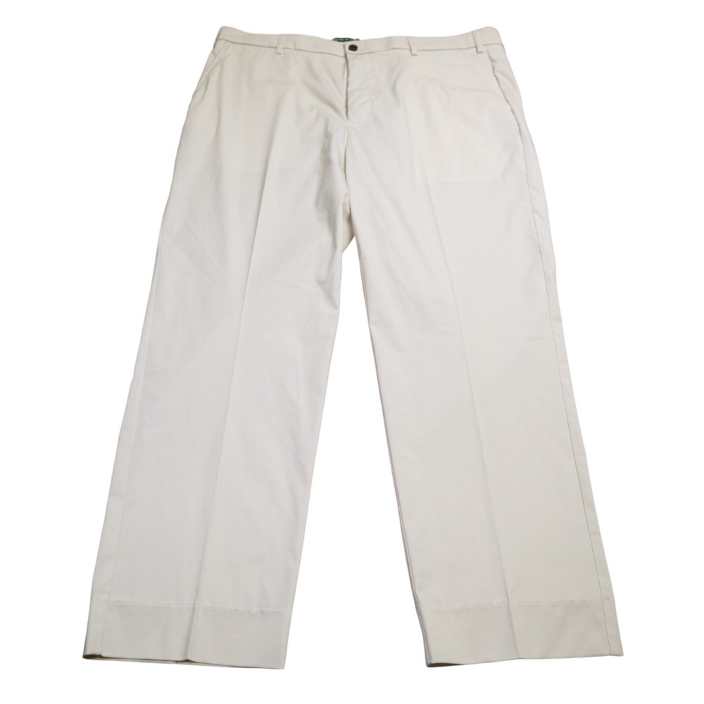 Orvis Pants Mens 42x30 Flat Front Beige Khaki Stretch Chino Casual Dress Pants