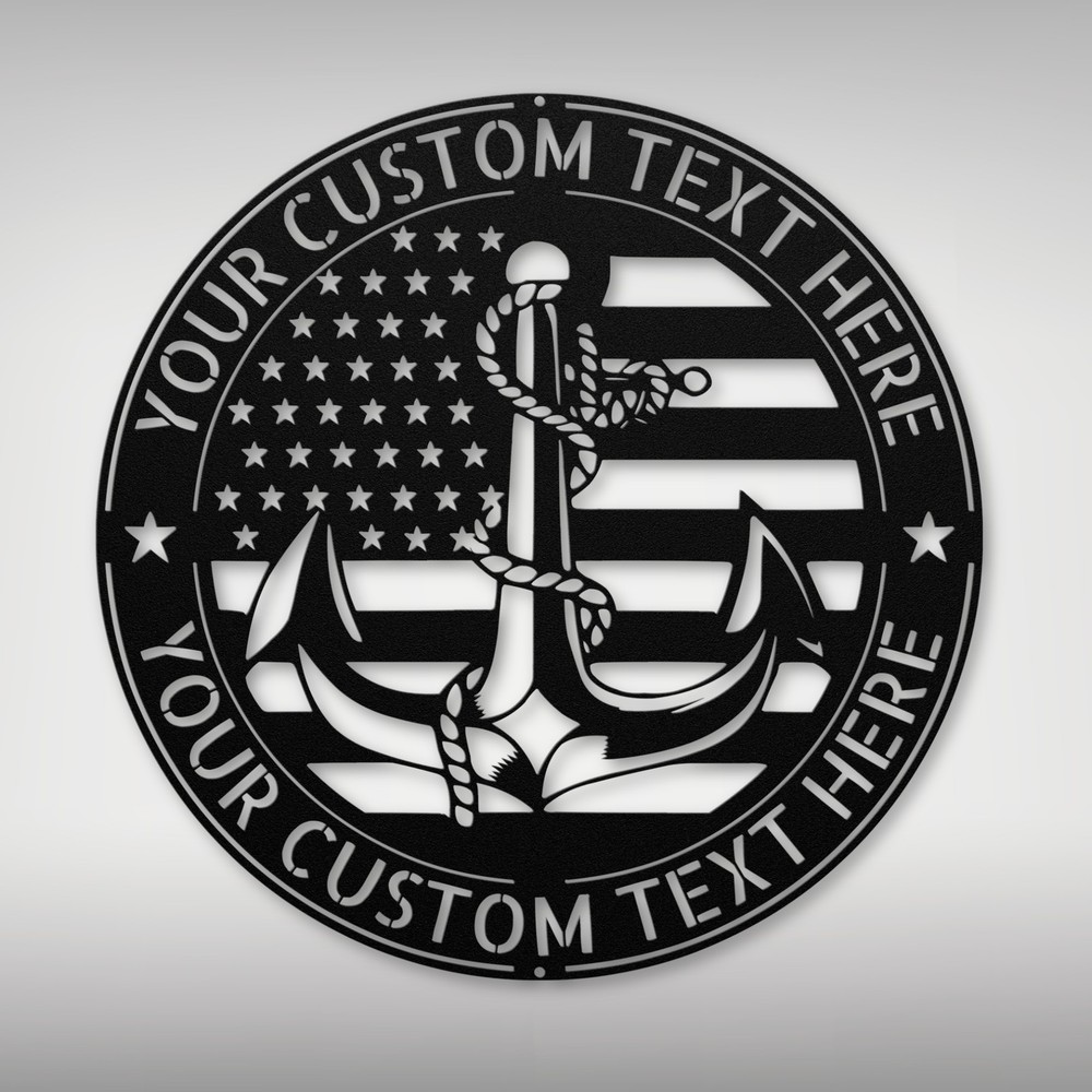 Personalized Ship Anchor Metal Wall Art Sign Custom US Patriotic Decoration Gift