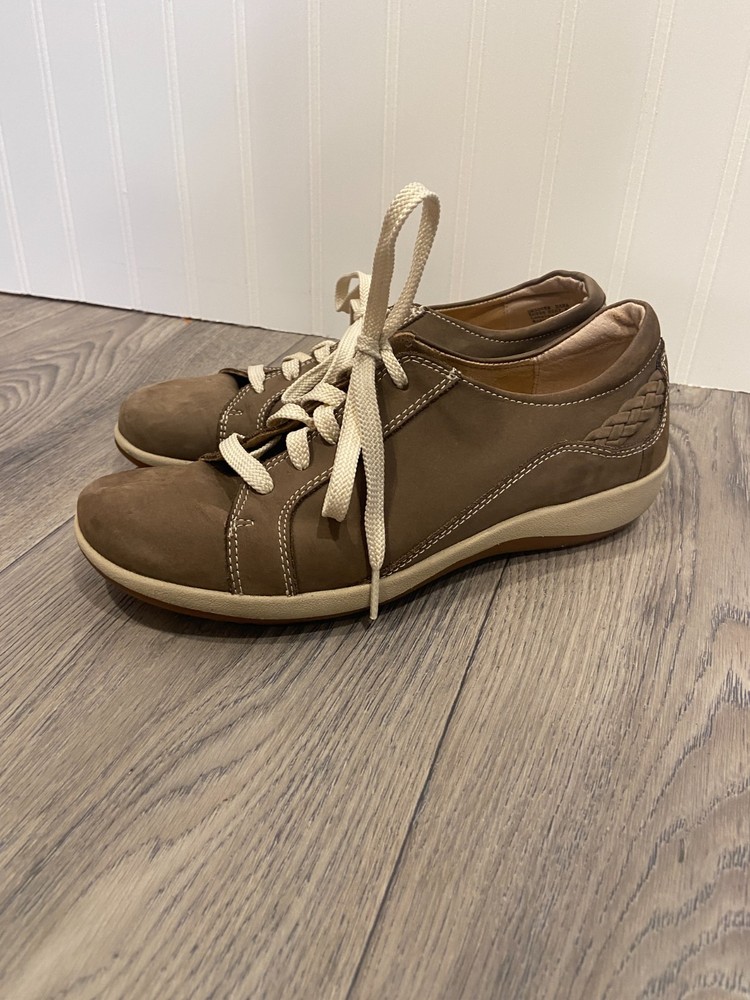 Aetrex Sneakers Womens 7.5 Dana Oxford Casual Beige Leather Lace Up Comfort