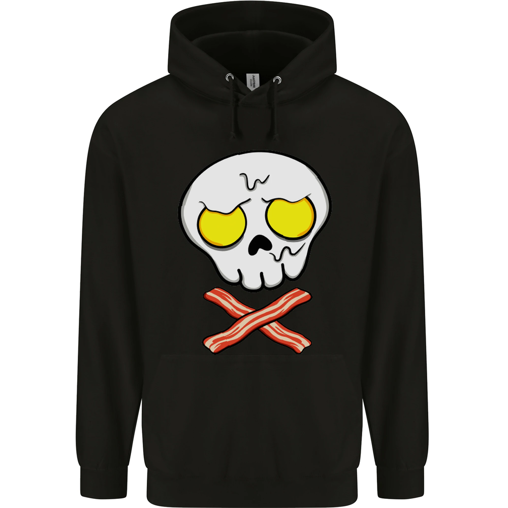 Bacon & Egg Skull & Crossbones Funny Mens 80% Cotton Hoodie