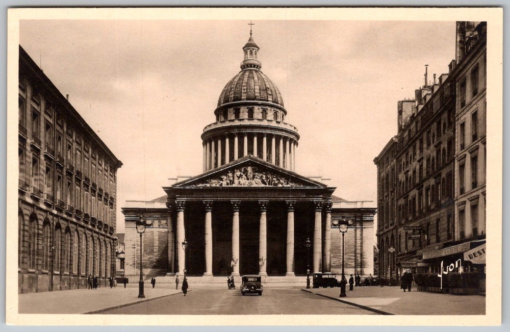 Vtg Postcard Le Pantheon Dome Portico Paris, Fr 1930s
