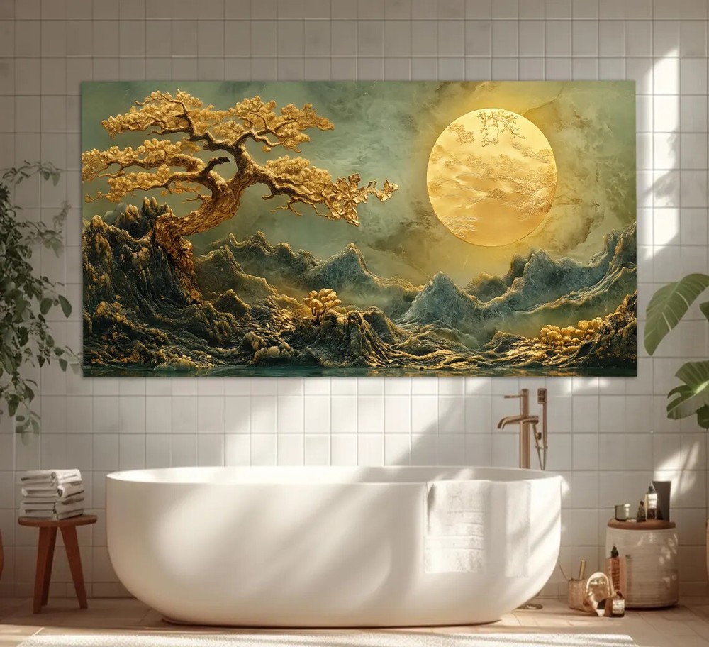 Abstract Gold Moon Luxury Nature Paint Unframed Canvas Print Australian Wall Art
