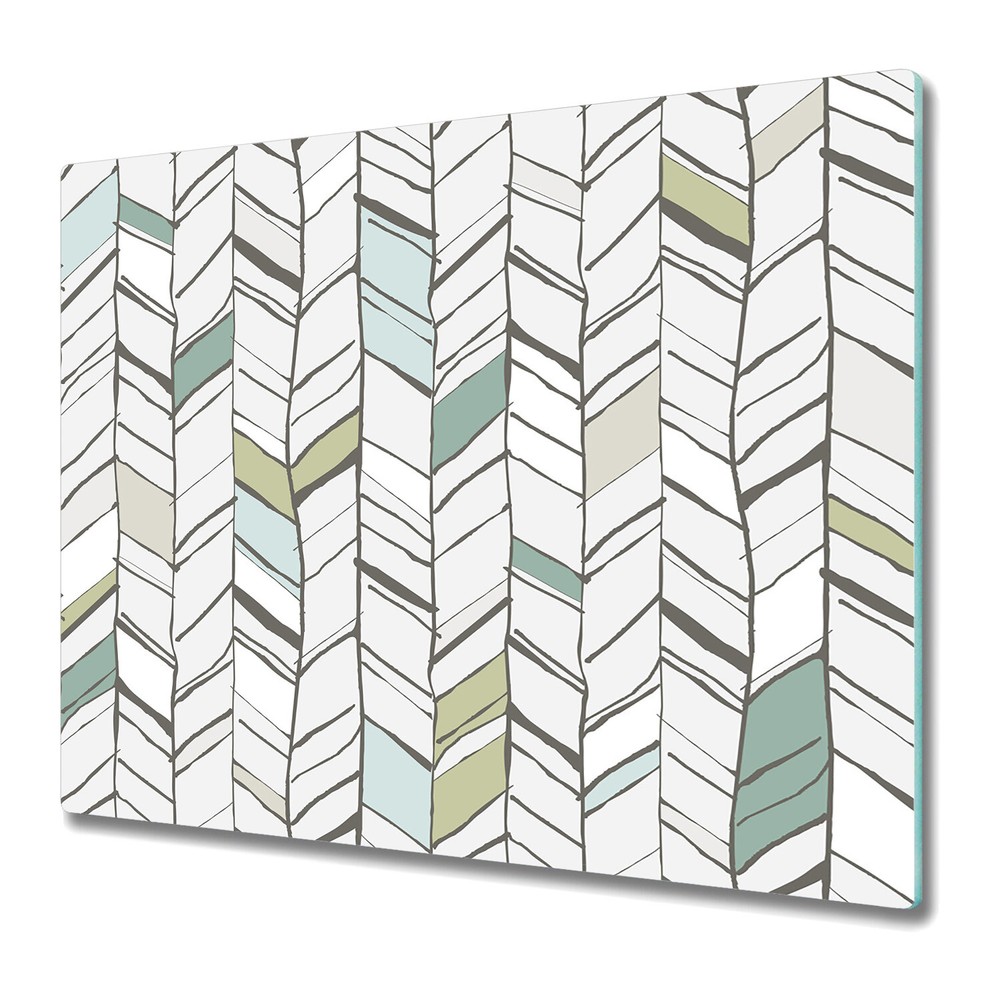 Glass Induction Ceramic Hob Cover Colourful herringbone geometric hand-drawn