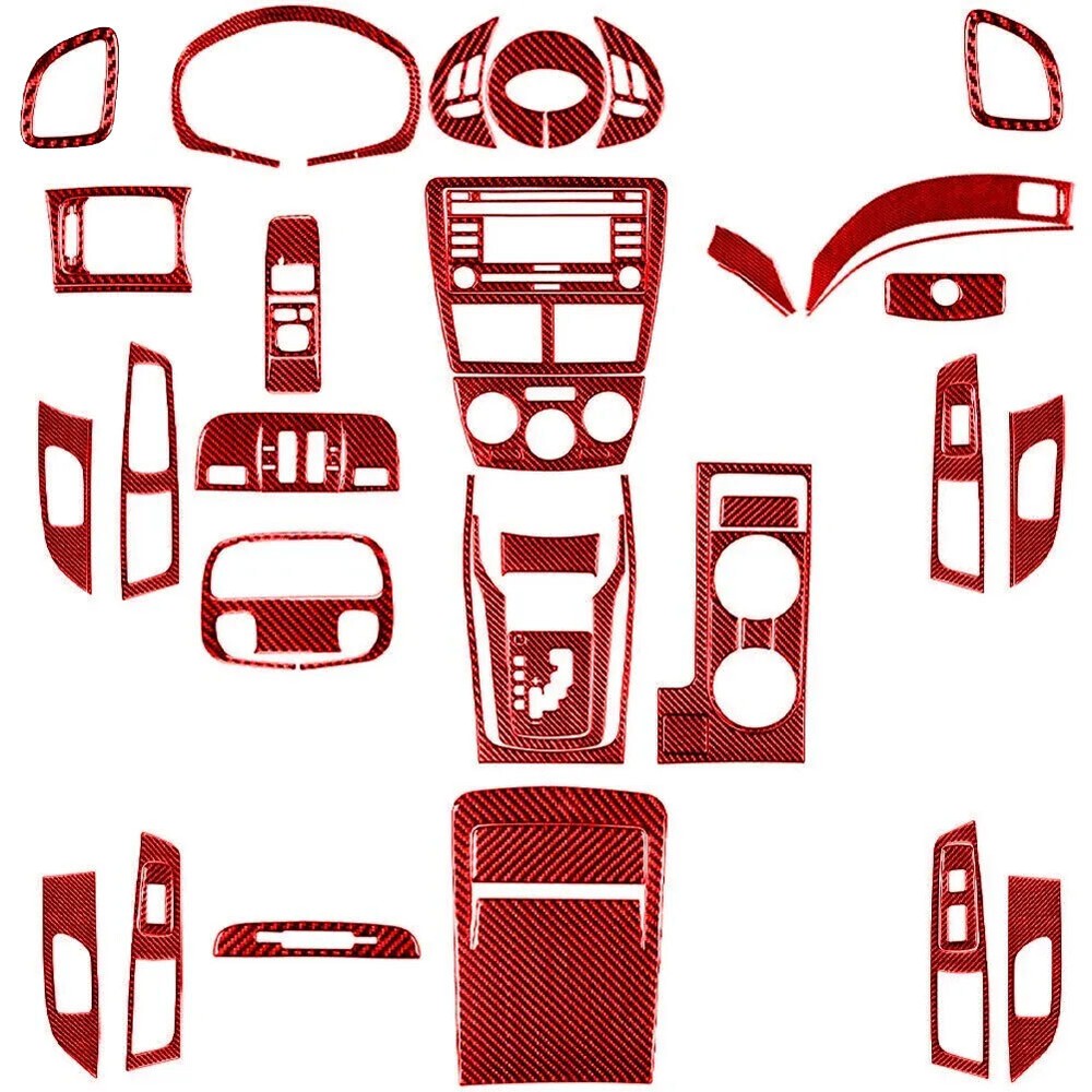50Pcs Red Carbon Fiber Kits Whole Interior Trim For Subaru Impreza WRX 2009-2011