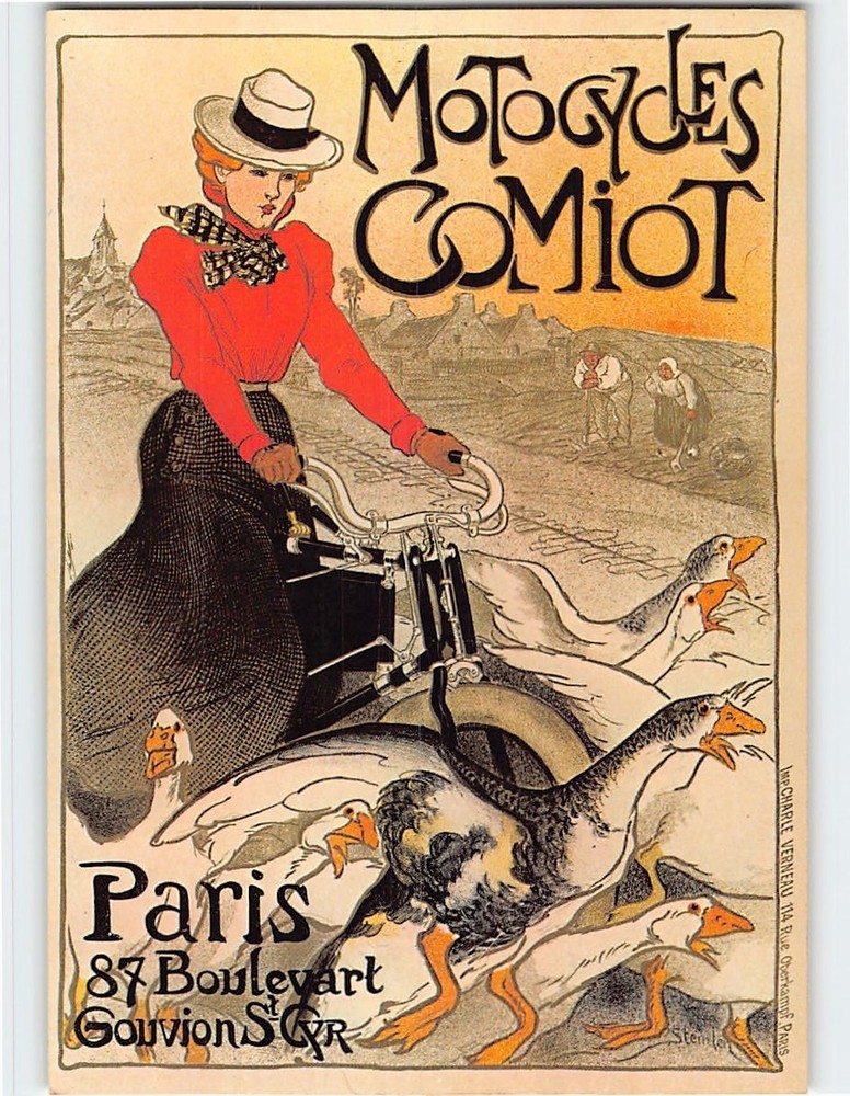 Postcard Motocycles Comiot by Théophile-Alexandre Steinlen