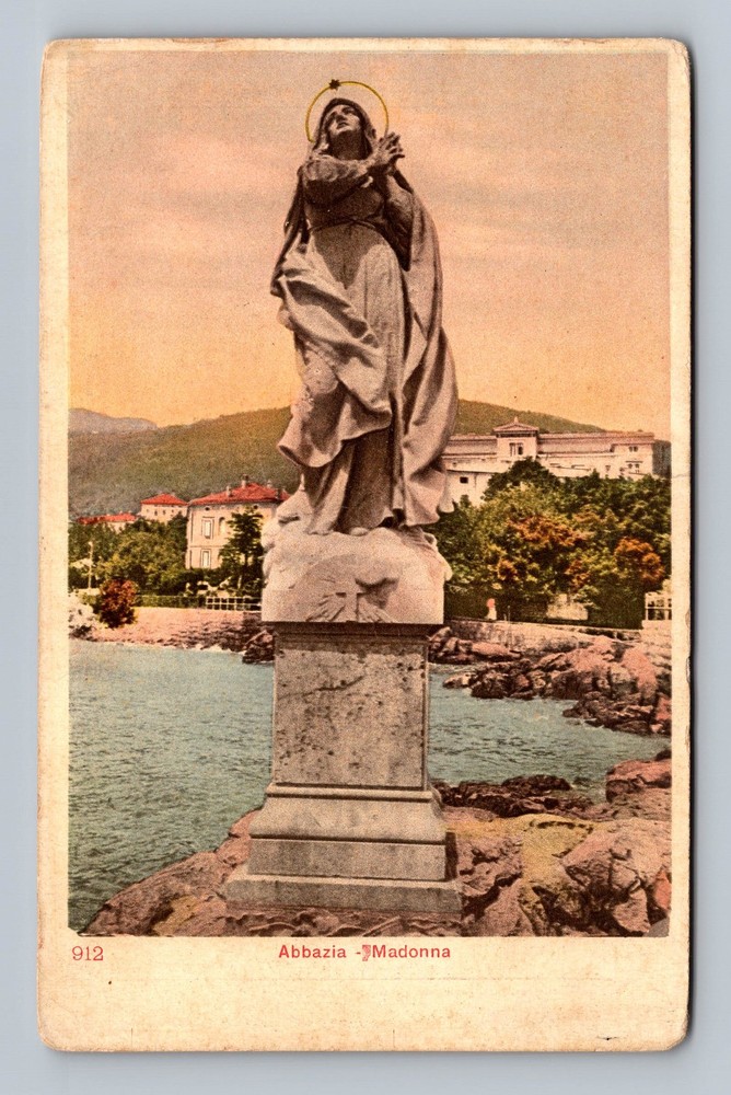 Croatia- Abbazia Madonna Statue Souvenir Old Postal Card View Vintage Postcard