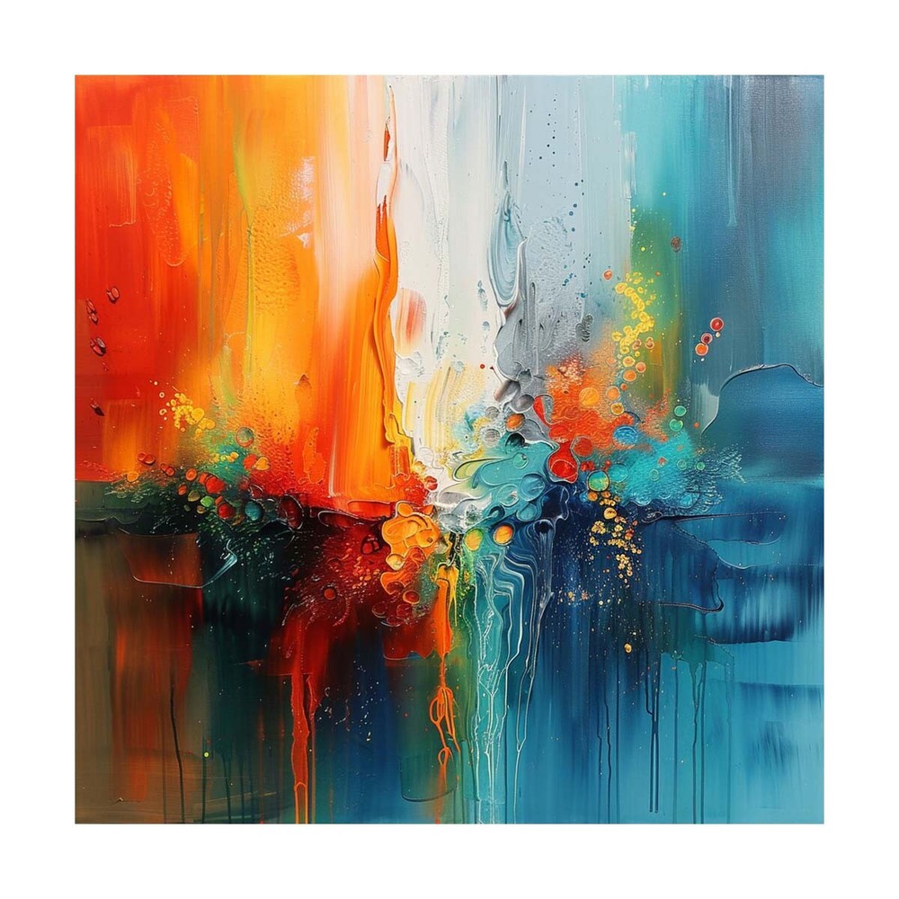 Hand-painted oil painting Abstract on canvas Modern wall decor art Orabge Blue