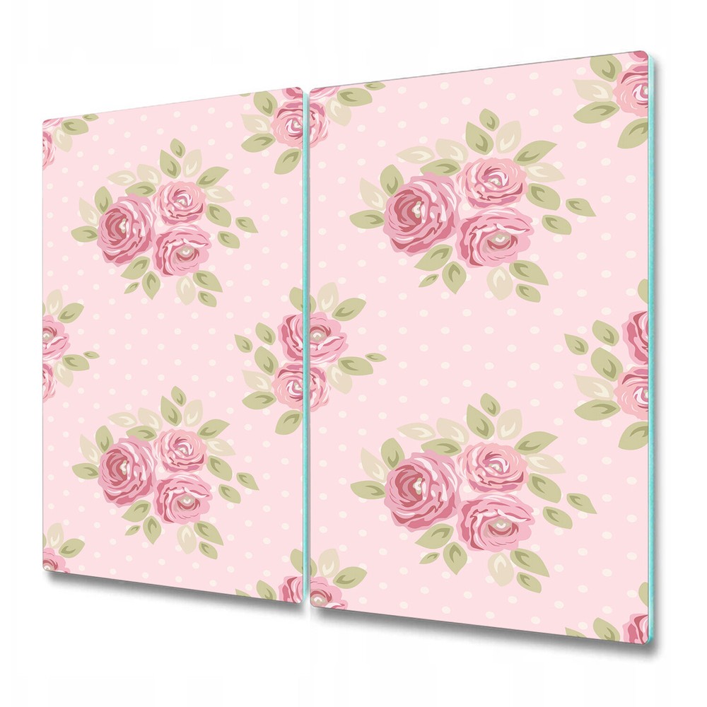 Glass Chopping Board Pink set of cute shabby chic roses green and pink 2x30x52